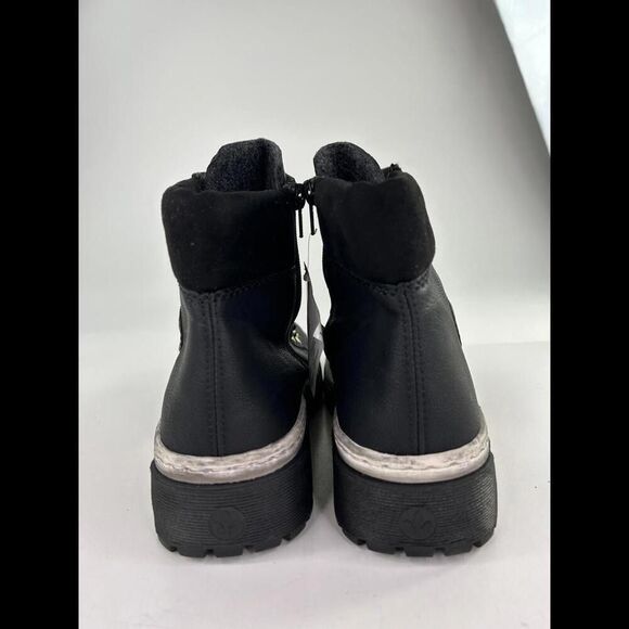 Rieker Women's Black Lace-Up Ankle Boots US 9-9.5 Warm Lining Combat Boot Eur 40 - Picture 6 of 10